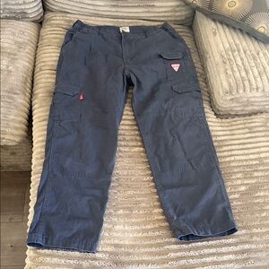 Men's Navy Cargo Work Pants with Red FR Accents